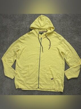 Tommy Hilfiger Men’s Yellow Full Zip Hooded Logo Hoodie XXL